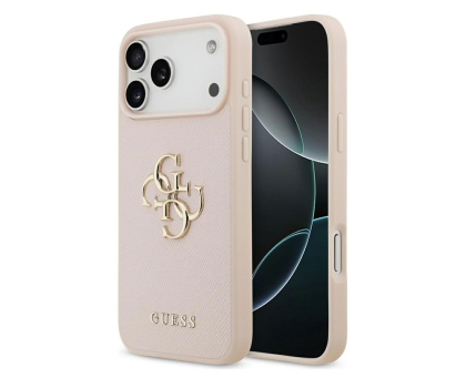 Etui / obudowa na smartfona Guess Grained Big 4G & Classic Logo do iPhone 17 Pro Max różowy
